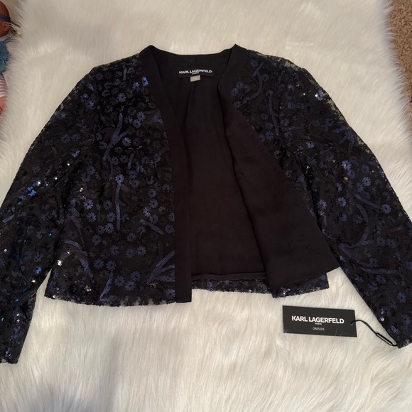 Karl Lagerfeld Midnight Sequin Evening Jacket New - Picture 1 of 5